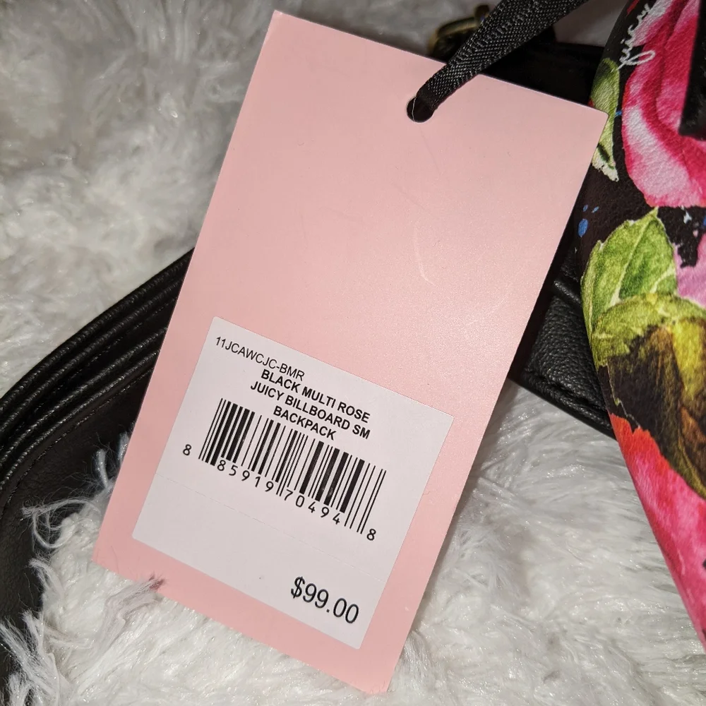 Nwt Juicy Couture Black Multi Rose Juicy Billboard SM Backpack - Picture 10 of 16